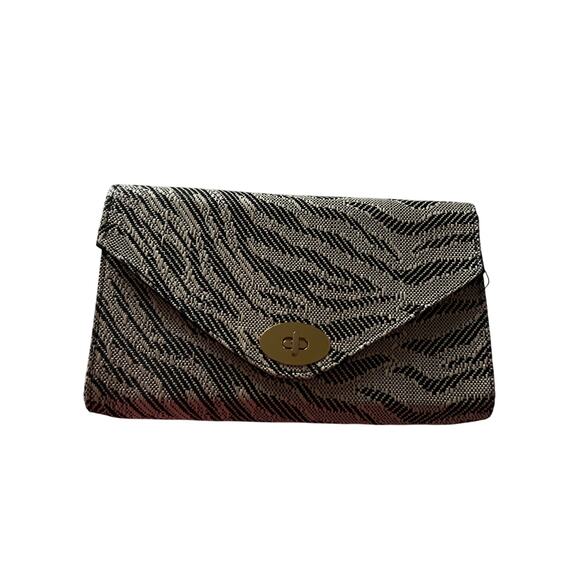 H&M Zebra Pattern Woven Straw Texture Clutch - Picture 2 of 16